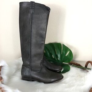 Frye Cara tall boot smoke gray oiled leather
